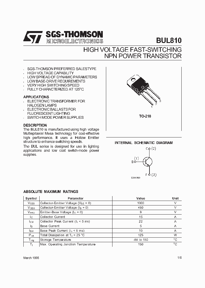 BUL810_164142.PDF Datasheet