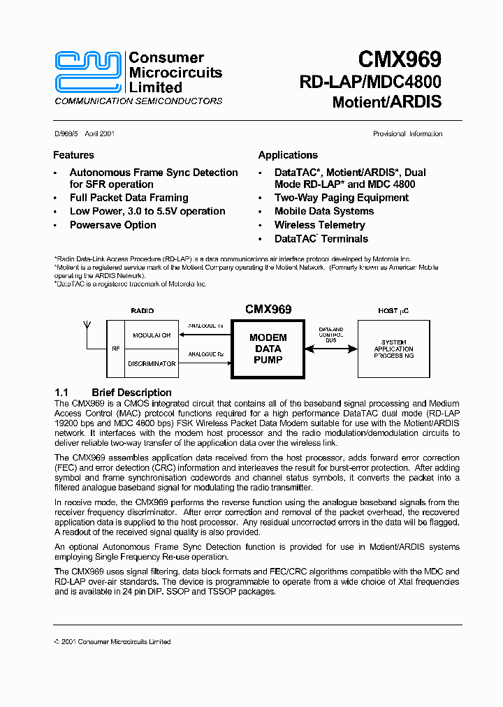 CMX969_49218.PDF Datasheet