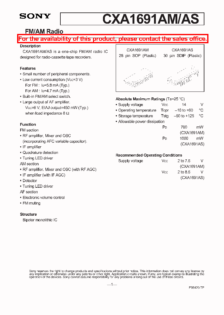 CXA1691AM_161755.PDF Datasheet