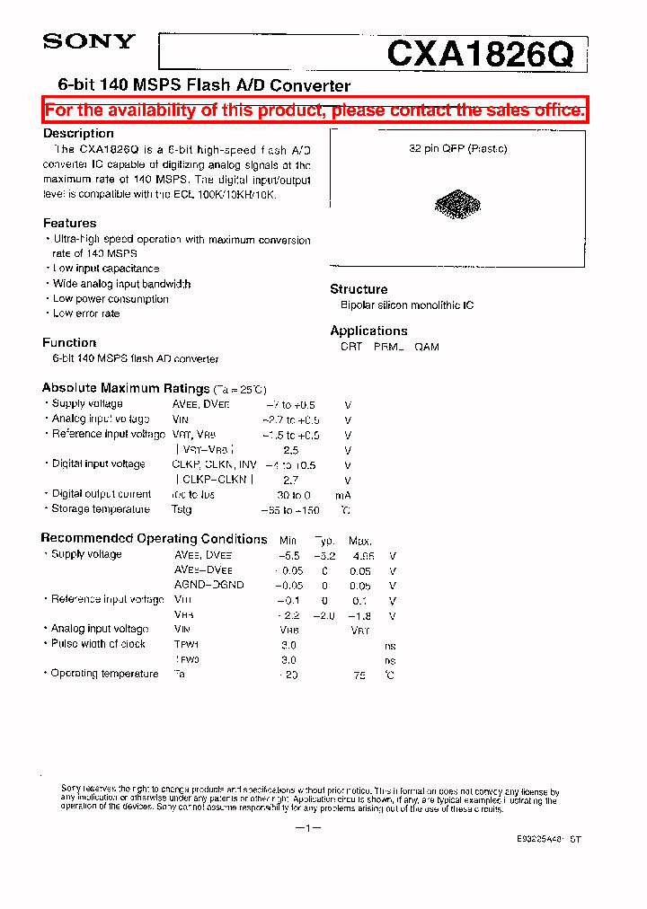 CXA1826Q_24074.PDF Datasheet