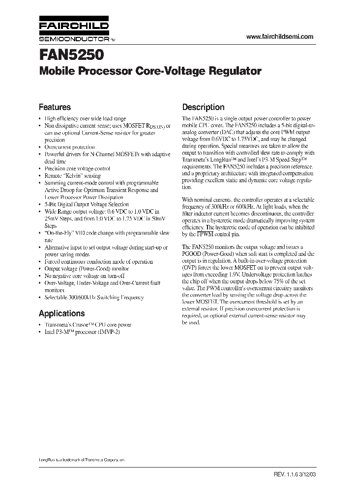 FAN5250_144342.PDF Datasheet