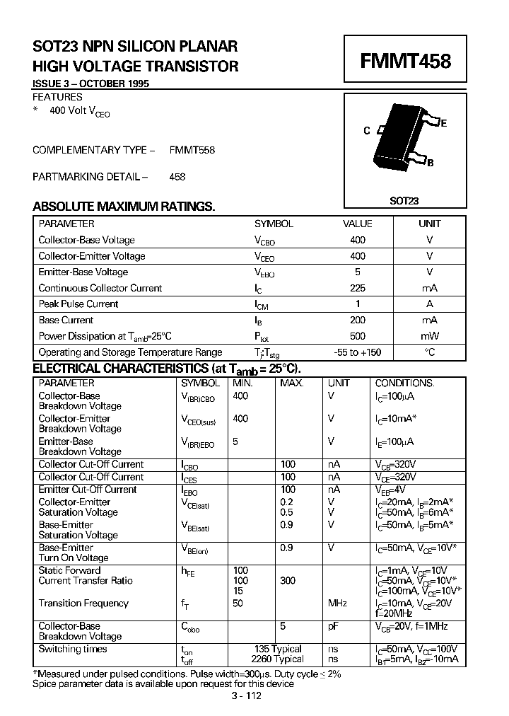 FMMT458_72993.PDF Datasheet