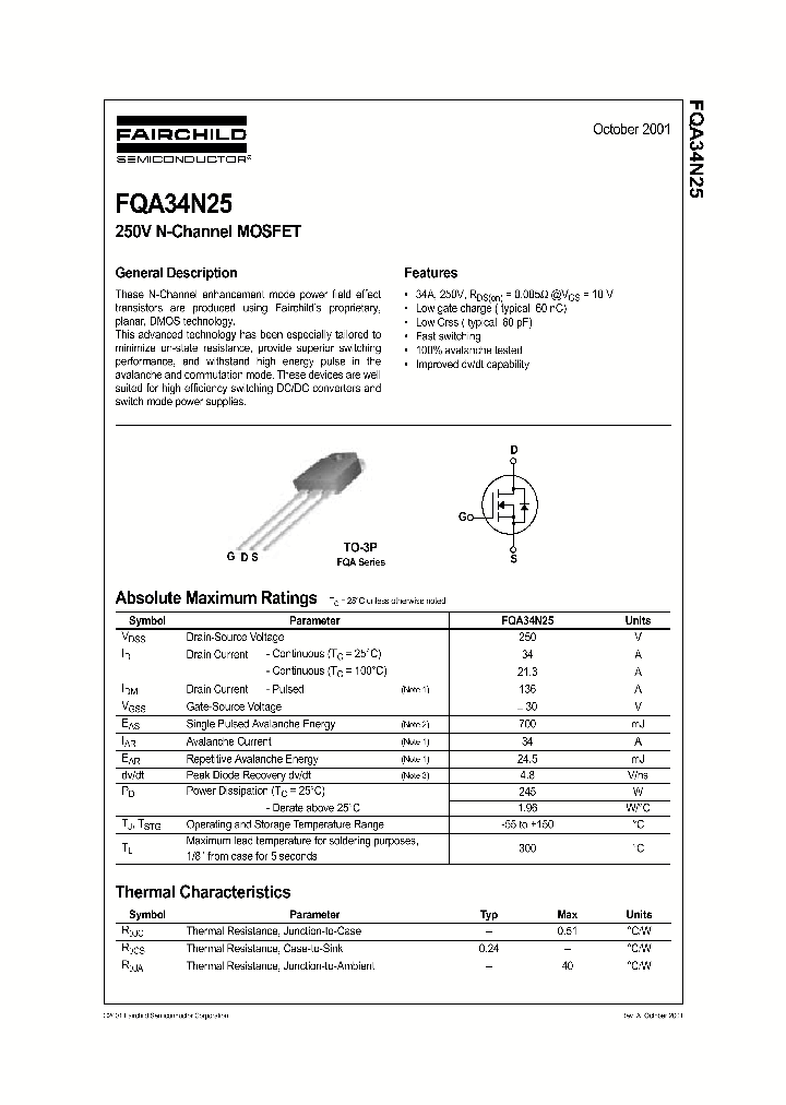 FQA34N25_10383.PDF Datasheet