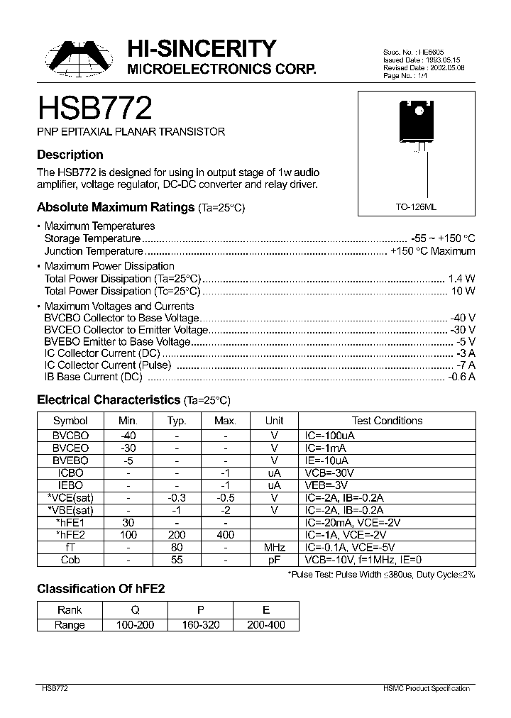HSB772_177140.PDF Datasheet