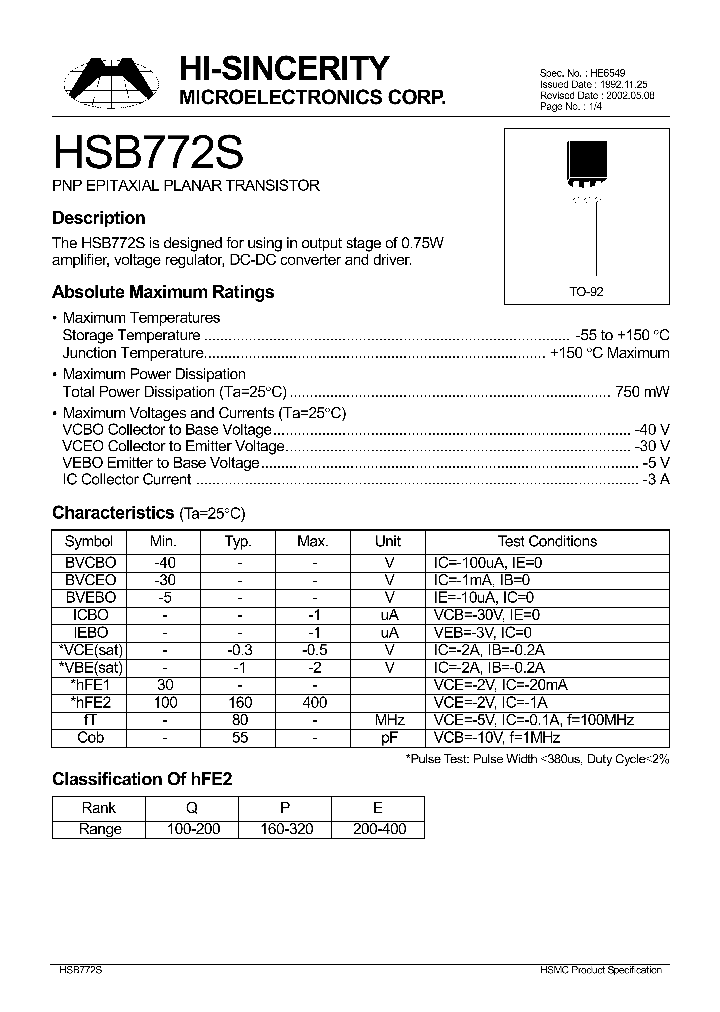 HSB772S_177141.PDF Datasheet