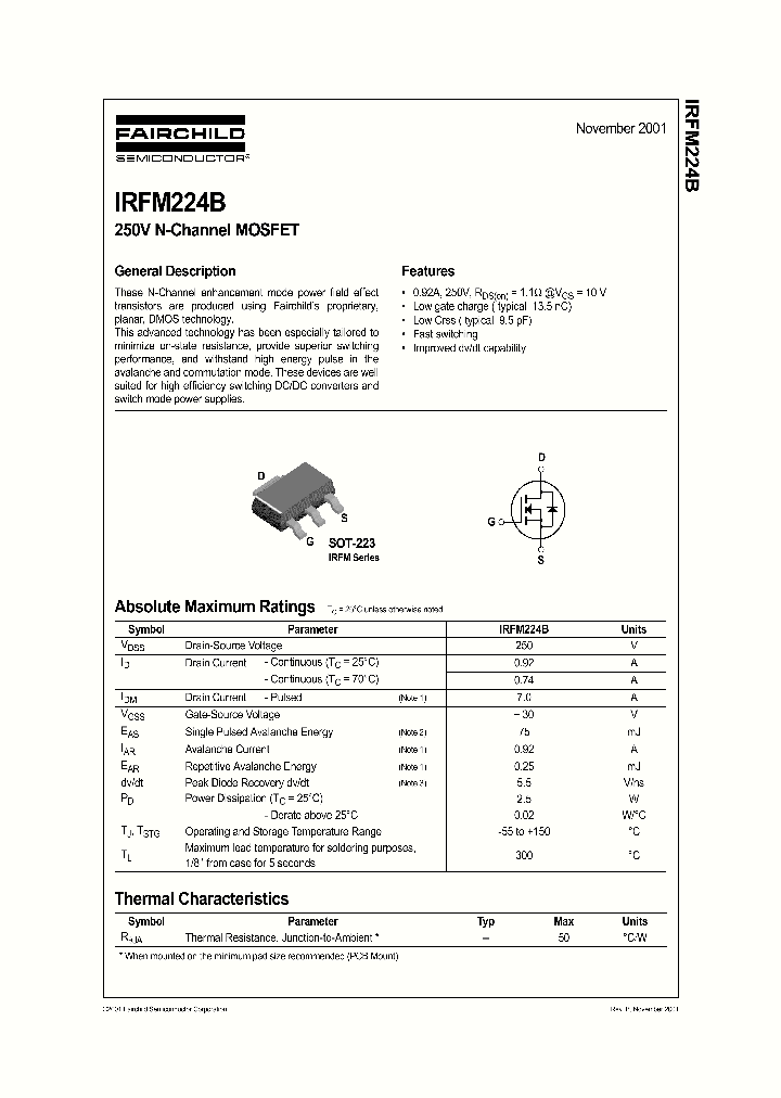 IRFM224B_40799.PDF Datasheet