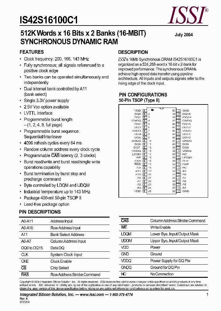 IS42S16100C1_4811.PDF Datasheet