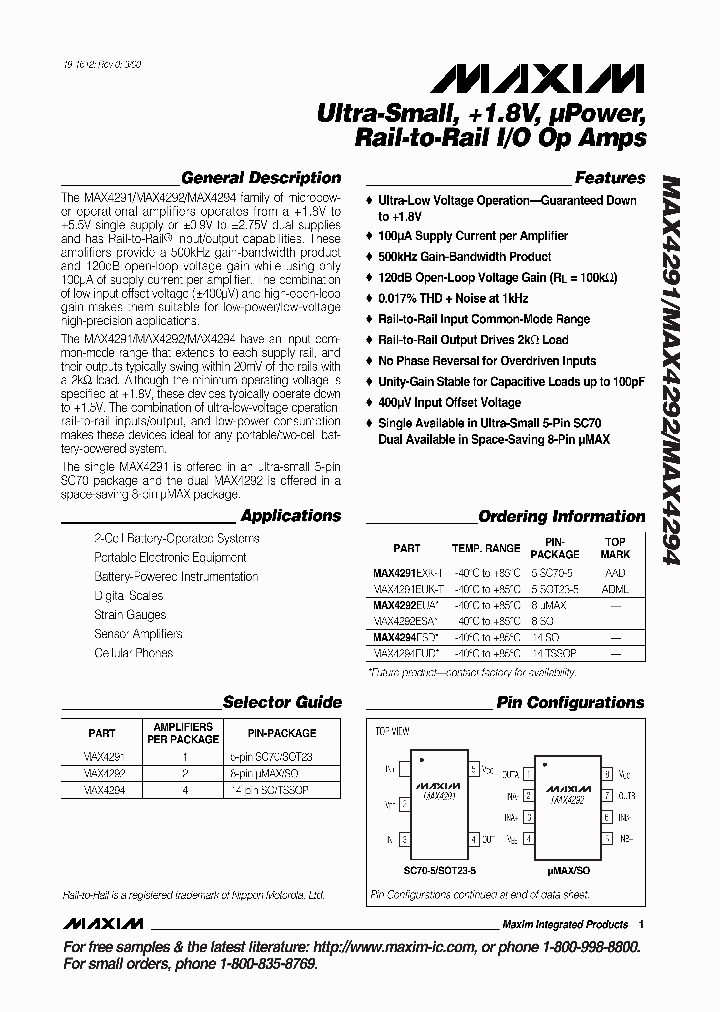 MAX4291_101197.PDF Datasheet