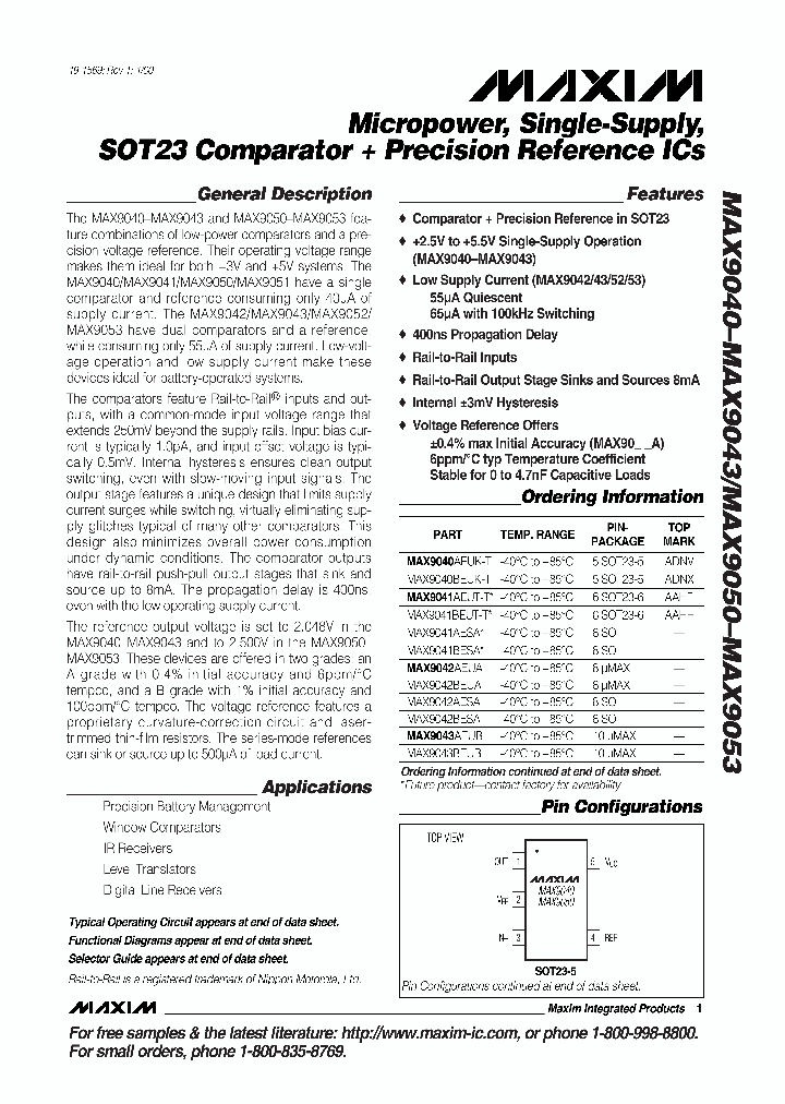 MAX9050AEUK-T_48564.PDF Datasheet