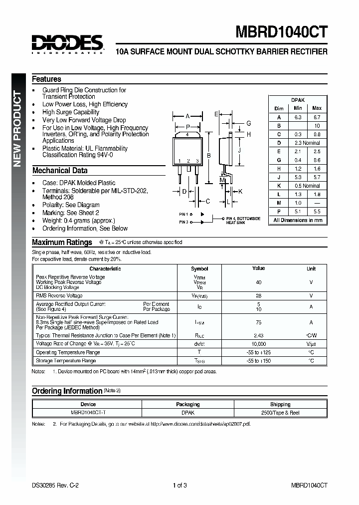 MBRD1040CT_120258.PDF Datasheet