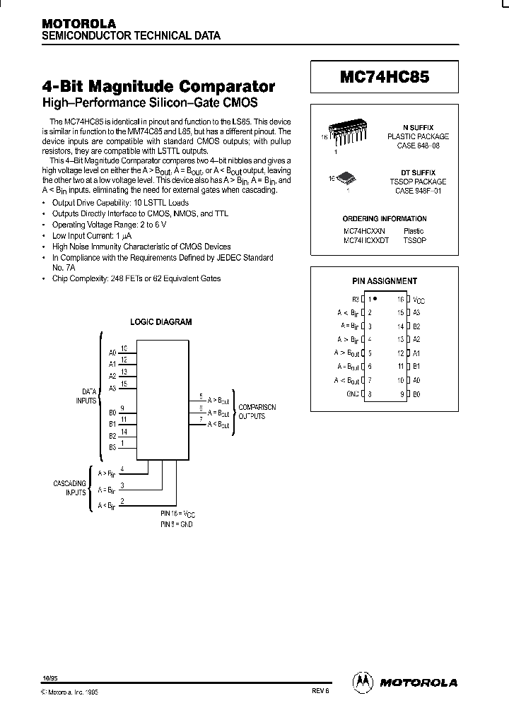 MC74HC85_175277.PDF Datasheet