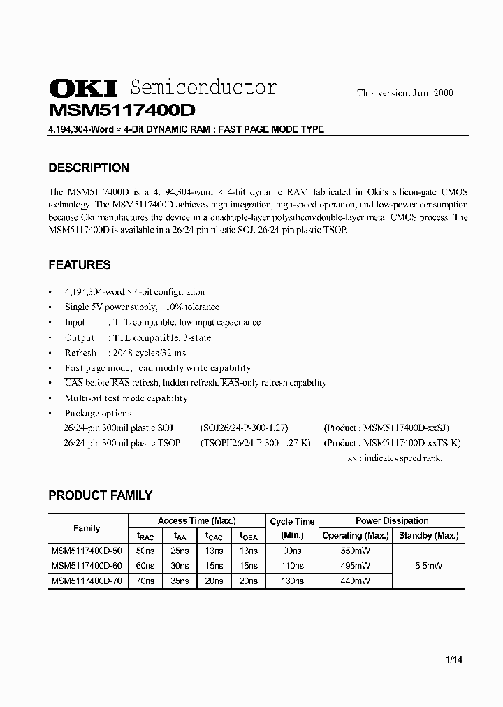 MSM5117400D_135545.PDF Datasheet