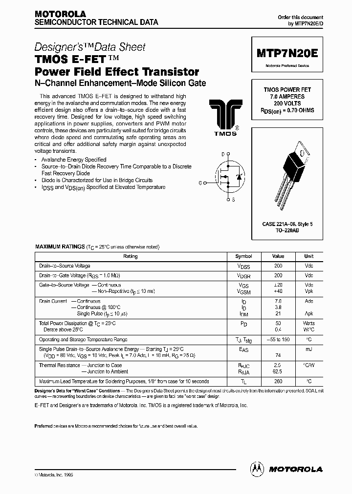 MTP7N20E_164007.PDF Datasheet