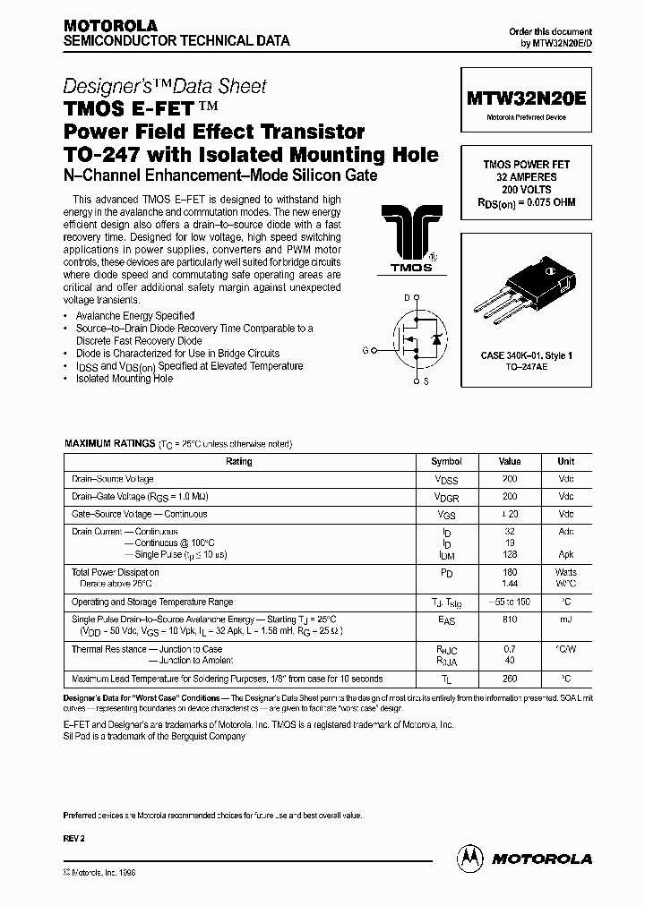 MTW32N20E_164009.PDF Datasheet