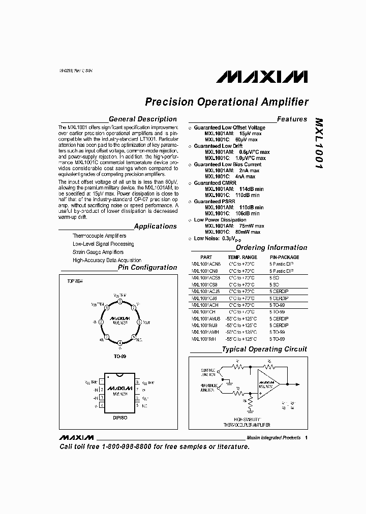 MXL1001_164409.PDF Datasheet