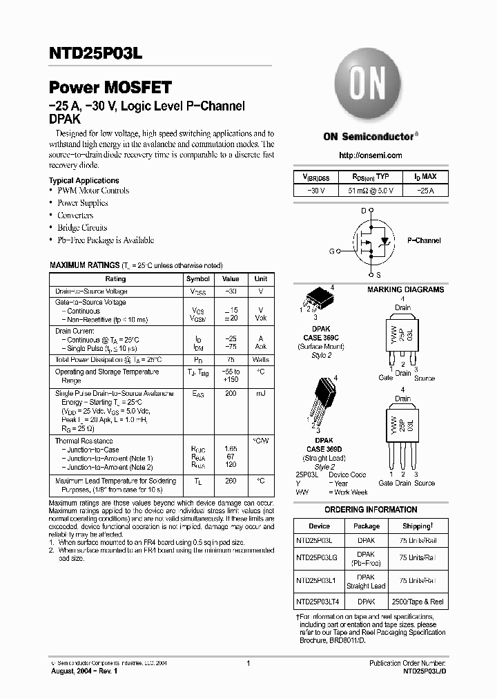 NTD25P03_70691.PDF Datasheet