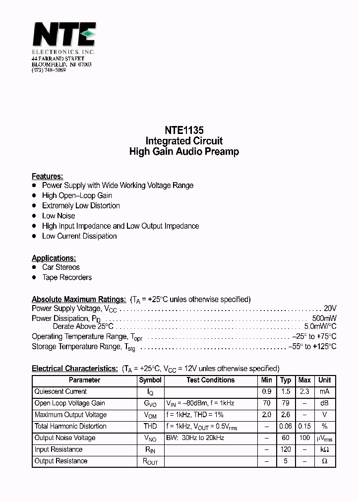 NTE1135_69682.PDF Datasheet