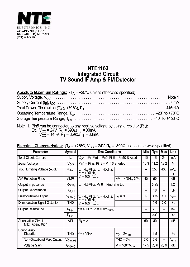 NTE1162_69686.PDF Datasheet