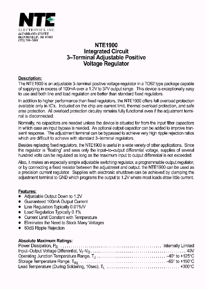 NTE1900_69748.PDF Datasheet