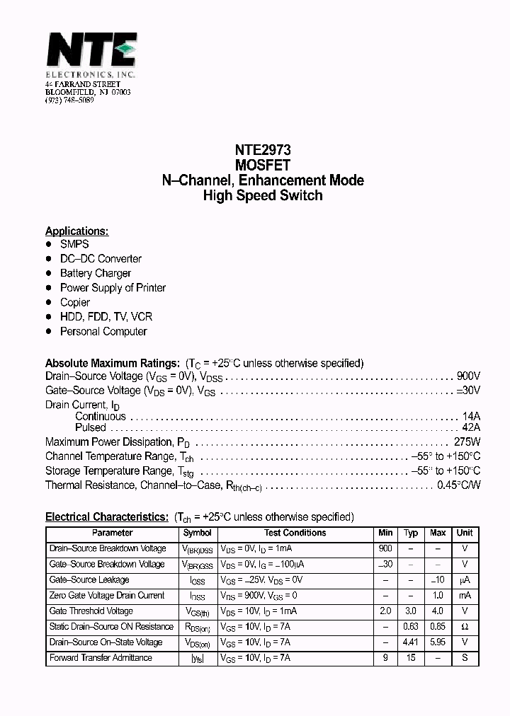 NTE2973_69889.PDF Datasheet