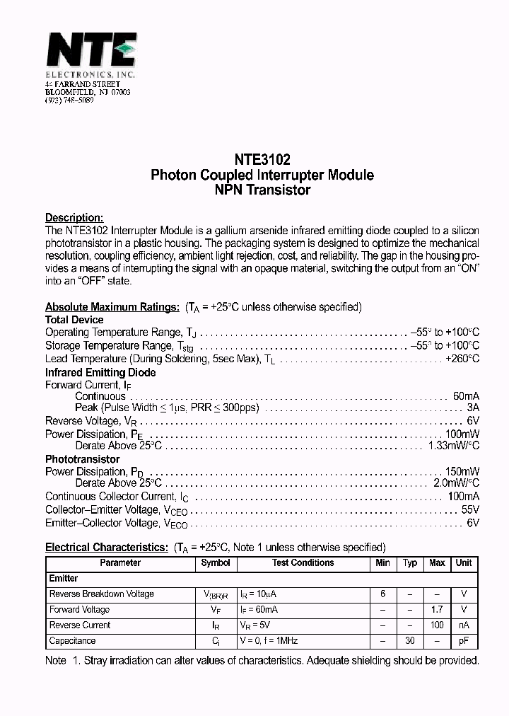 NTE3102_69912.PDF Datasheet