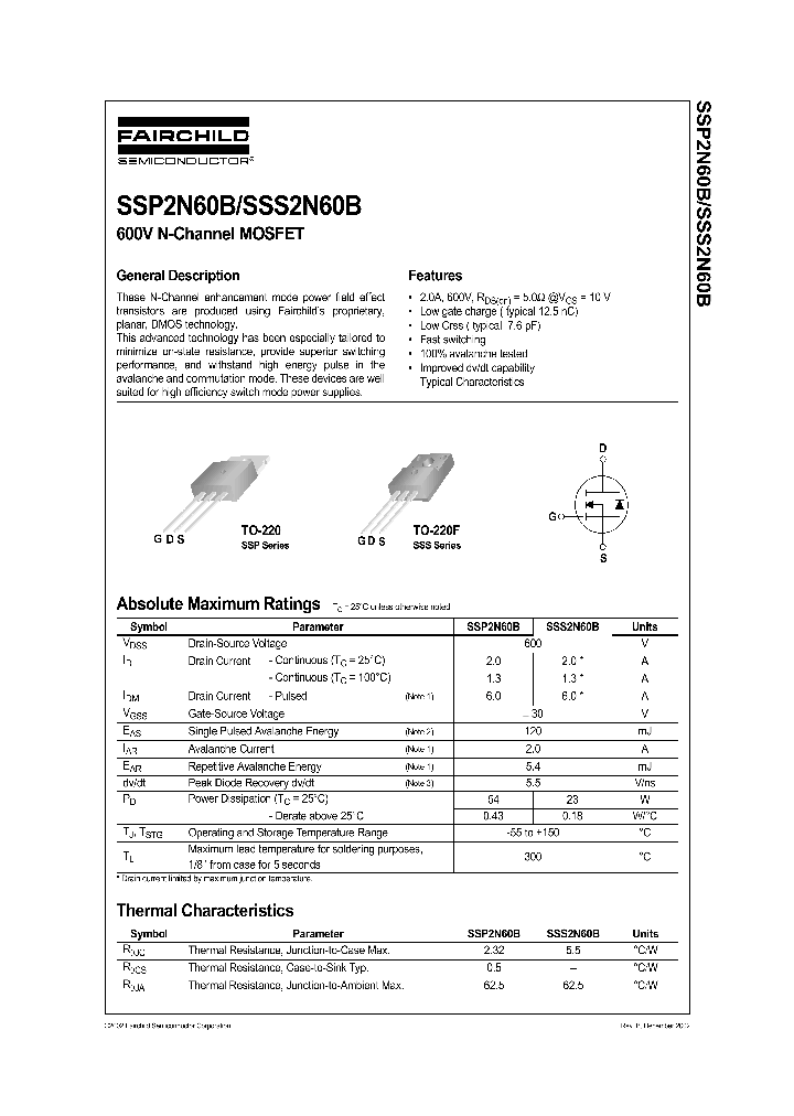 SSS2N60B_185435.PDF Datasheet