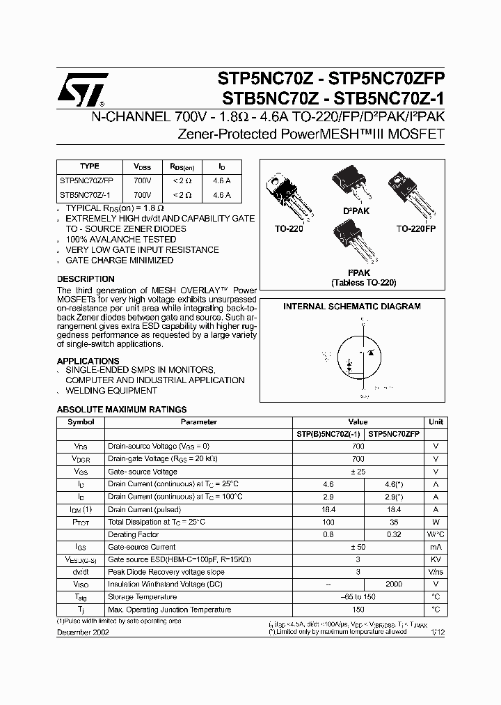 STP5NC70Z_65072.PDF Datasheet