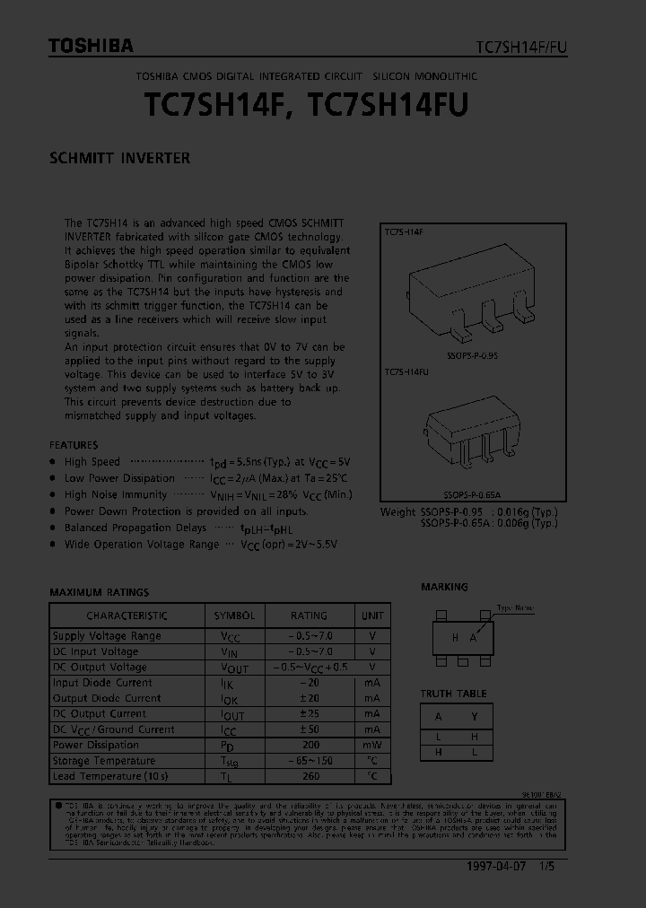 TC7SH14F_122399.PDF Datasheet