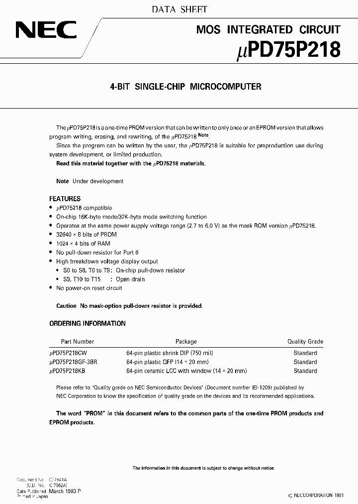 UPD75P218_98699.PDF Datasheet