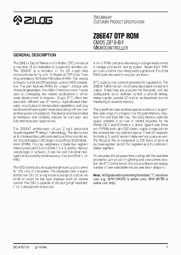 Z86E47_27256.PDF Datasheet