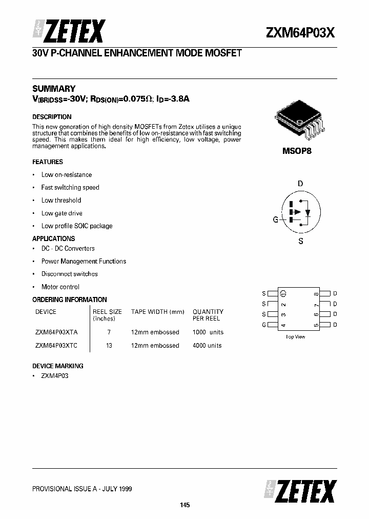 ZXM64P03X_23241.PDF Datasheet