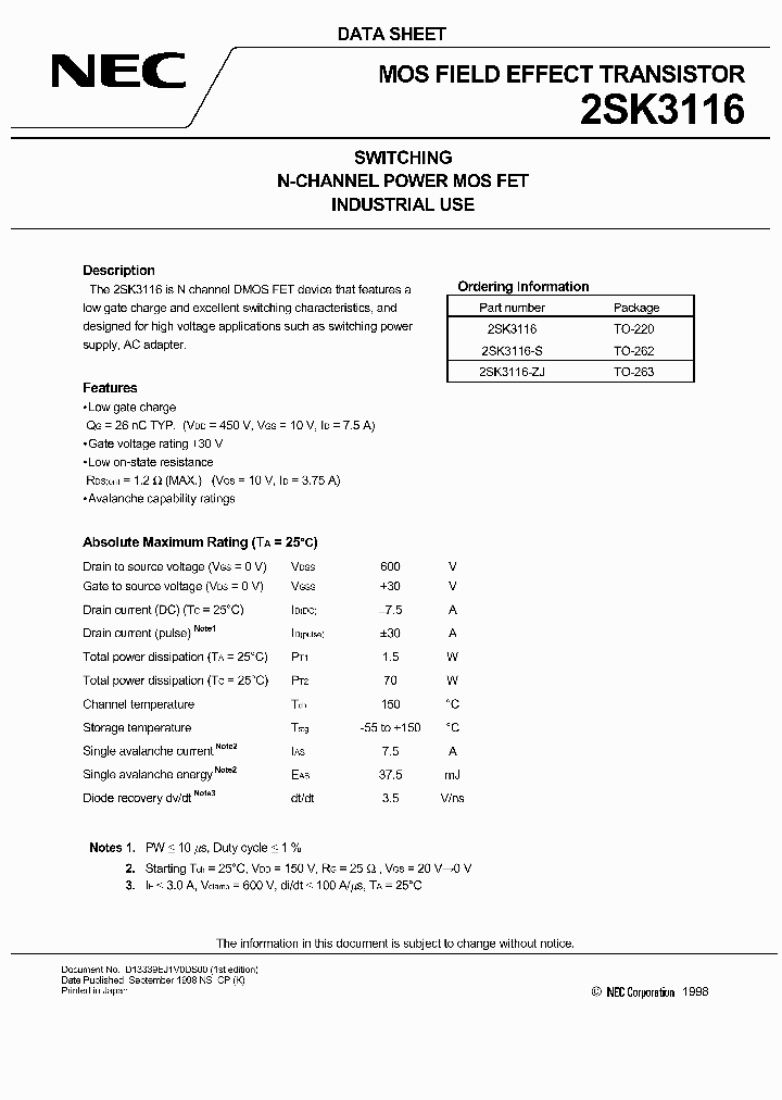 2SK3116_272361.PDF Datasheet