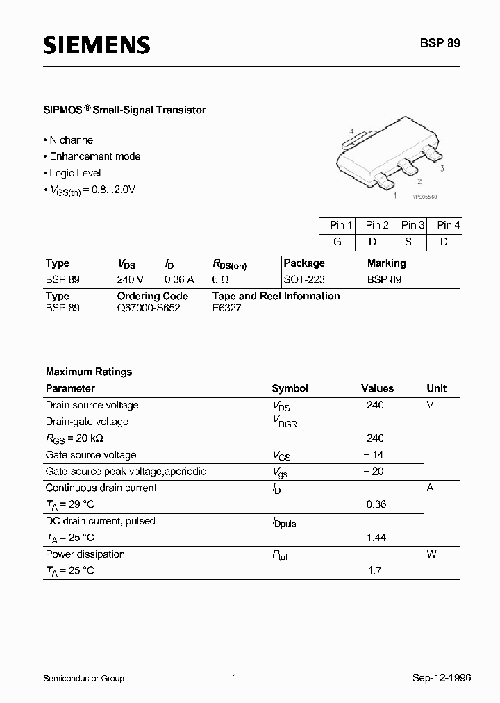 BSP89_266524.PDF Datasheet