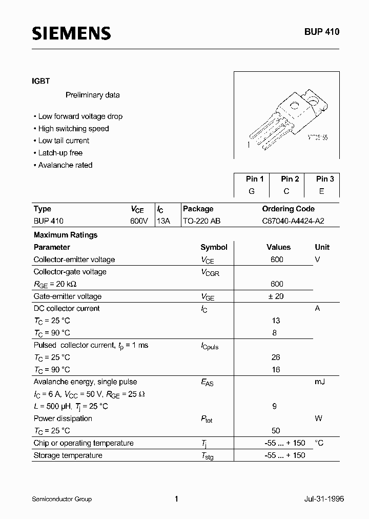 BUP410_301800.PDF Datasheet