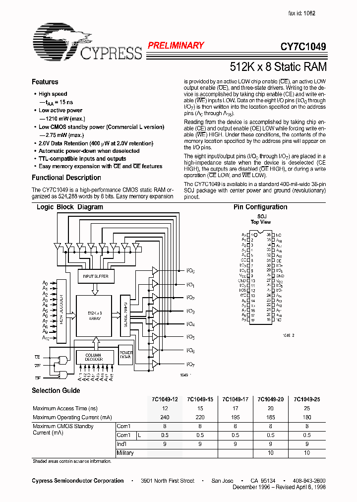 CY7C1049_292932.PDF Datasheet