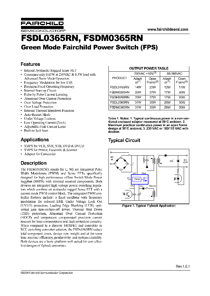 FSDM0365RN_277274.PDF Datasheet