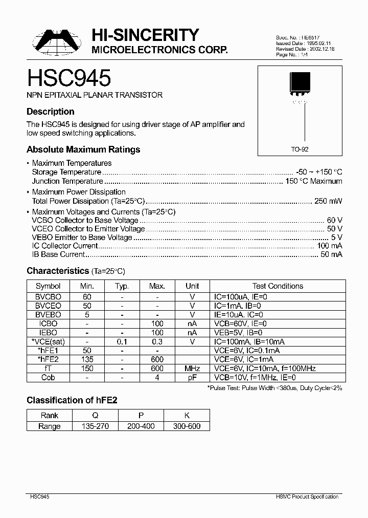 HSC945_299997.PDF Datasheet
