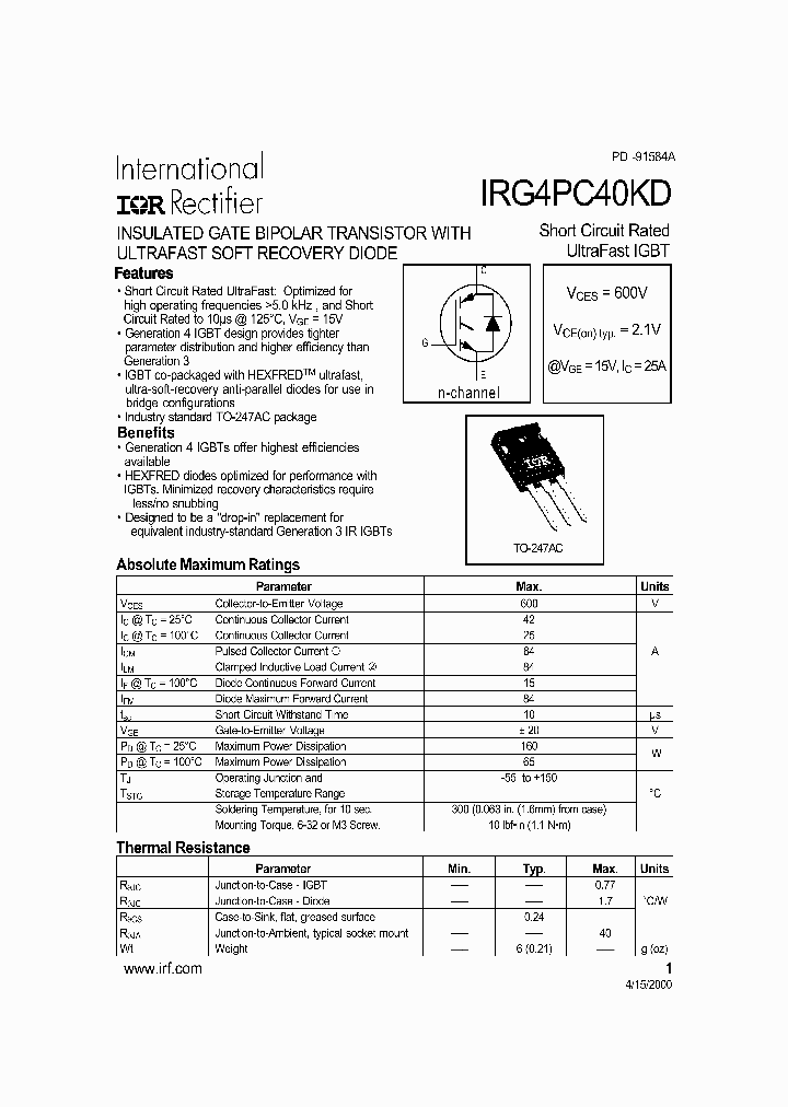 IRG4PC40KD_255301.PDF Datasheet