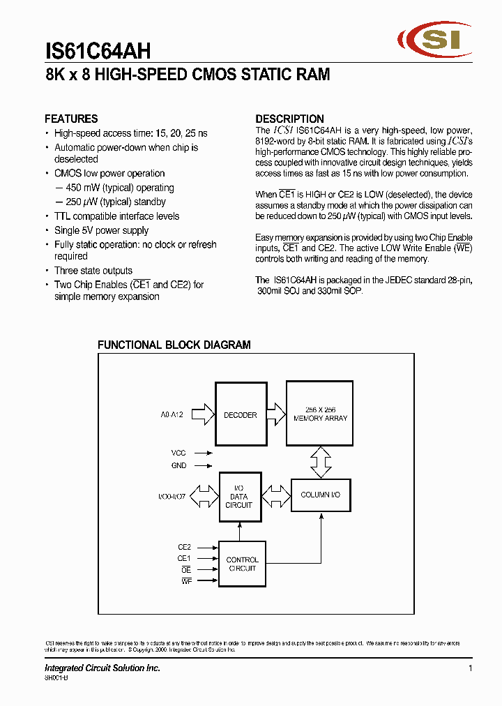 IS61C64AH_295497.PDF Datasheet