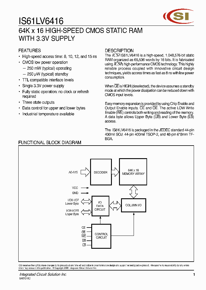 IS61LV6416_85901.PDF Datasheet