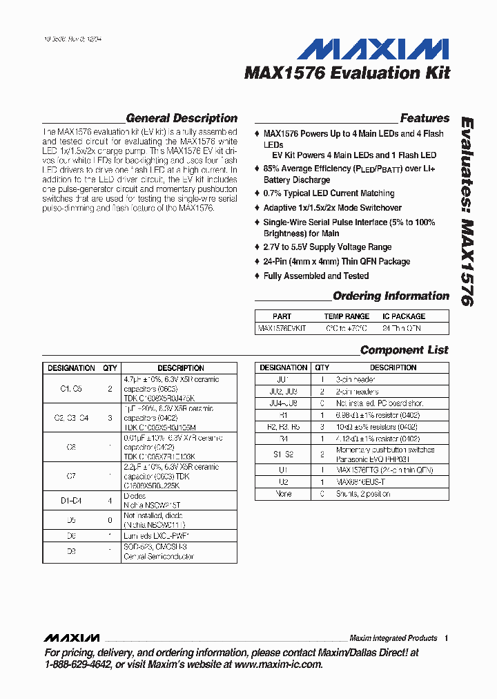 MAX1576EVKIT_274589.PDF Datasheet