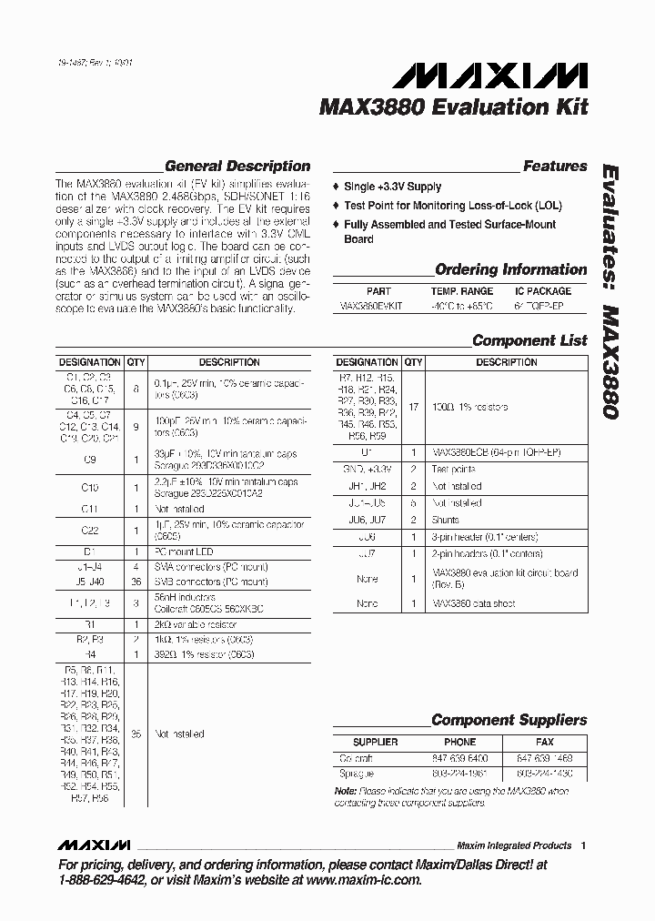 MAX3880EVKIT_289671.PDF Datasheet