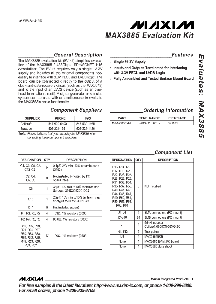 MAX3885EVKIT_275714.PDF Datasheet