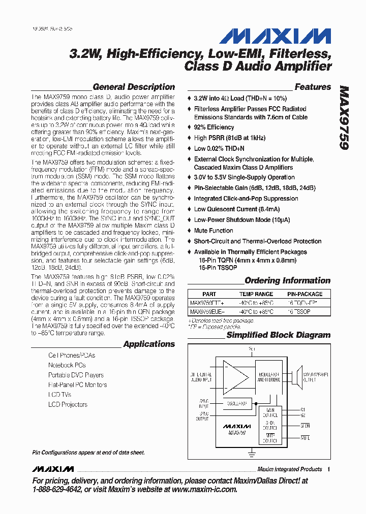 MAX9759ETE_251510.PDF Datasheet