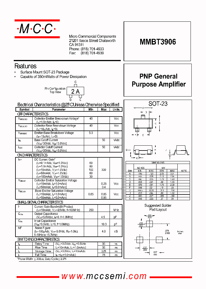 MMBT3906_273336.PDF Datasheet