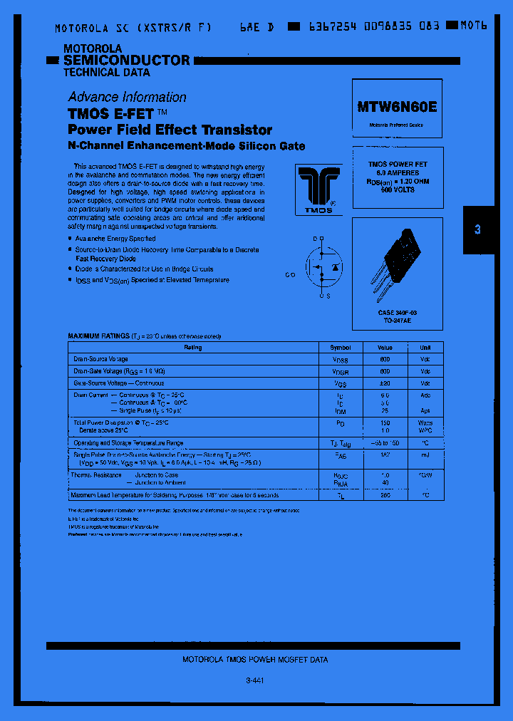 MTW6N60E_287498.PDF Datasheet