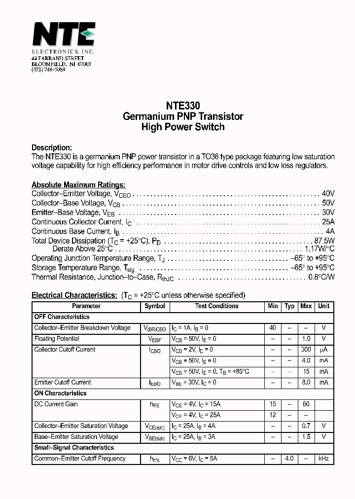 NTE330_305390.PDF Datasheet