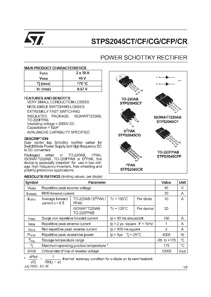 STPS2045CR_279568.PDF Datasheet