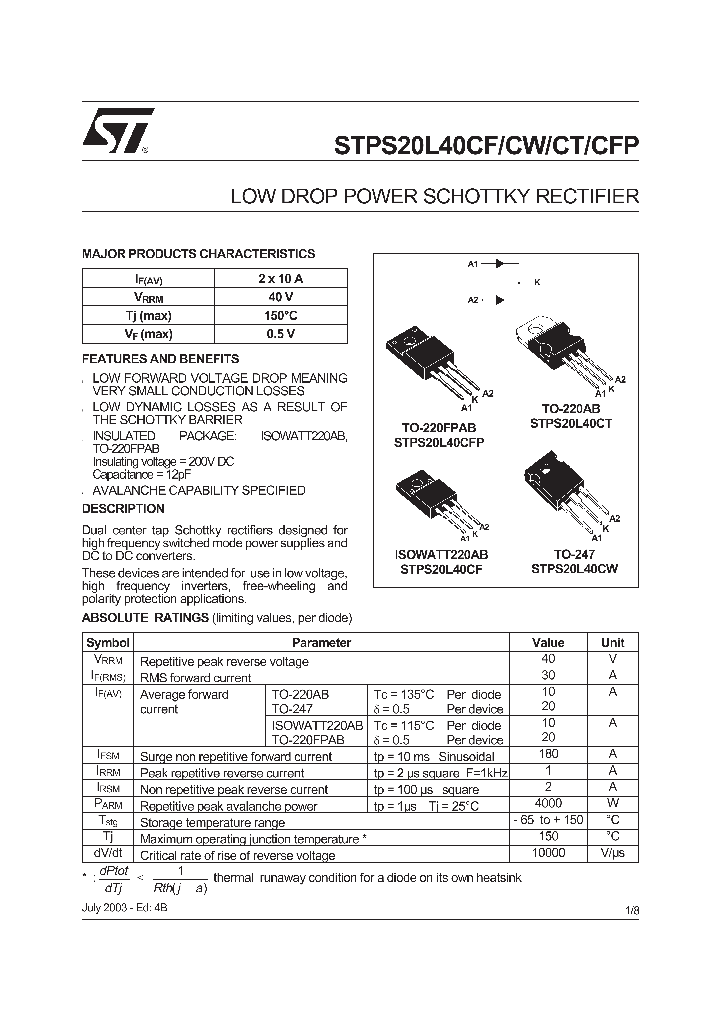 STPS20L40CFP_208281.PDF Datasheet