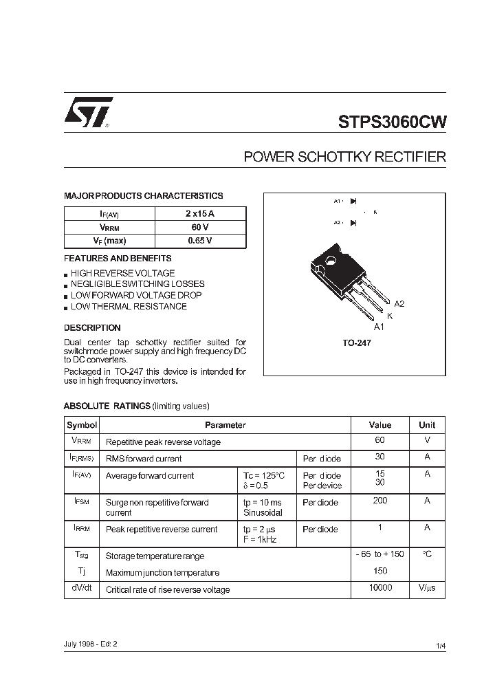 STPS3060CW_219461.PDF Datasheet